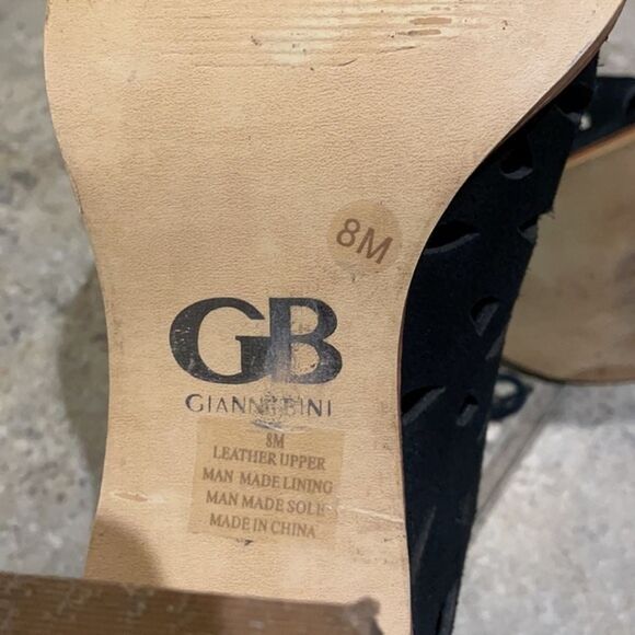 Gianni Bini Black Suede Leather Laser Cut Lace-Up Ankle Booties Size 8M - Picture 2 of 15